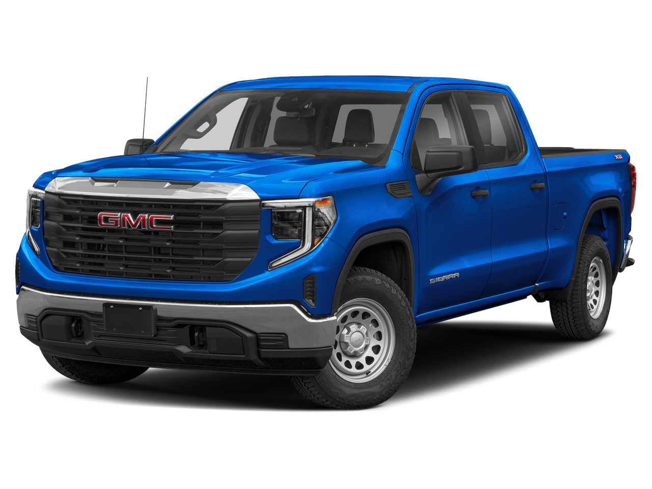 2023 GMC Sierra 1500 AT4 in Summit White — front three-quarter view