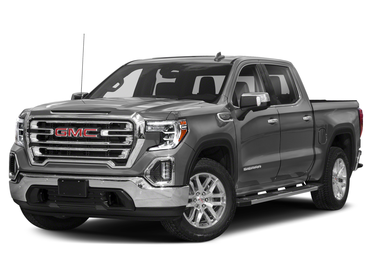 2019 GMC Sierra 1500 SLT in Smokey Quartz Metallic — front three-quarter view