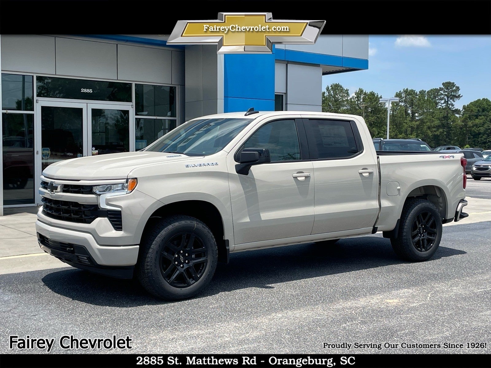 2026 Chevrolet Silverado 1500 RST in White Sands — front three-quarter view