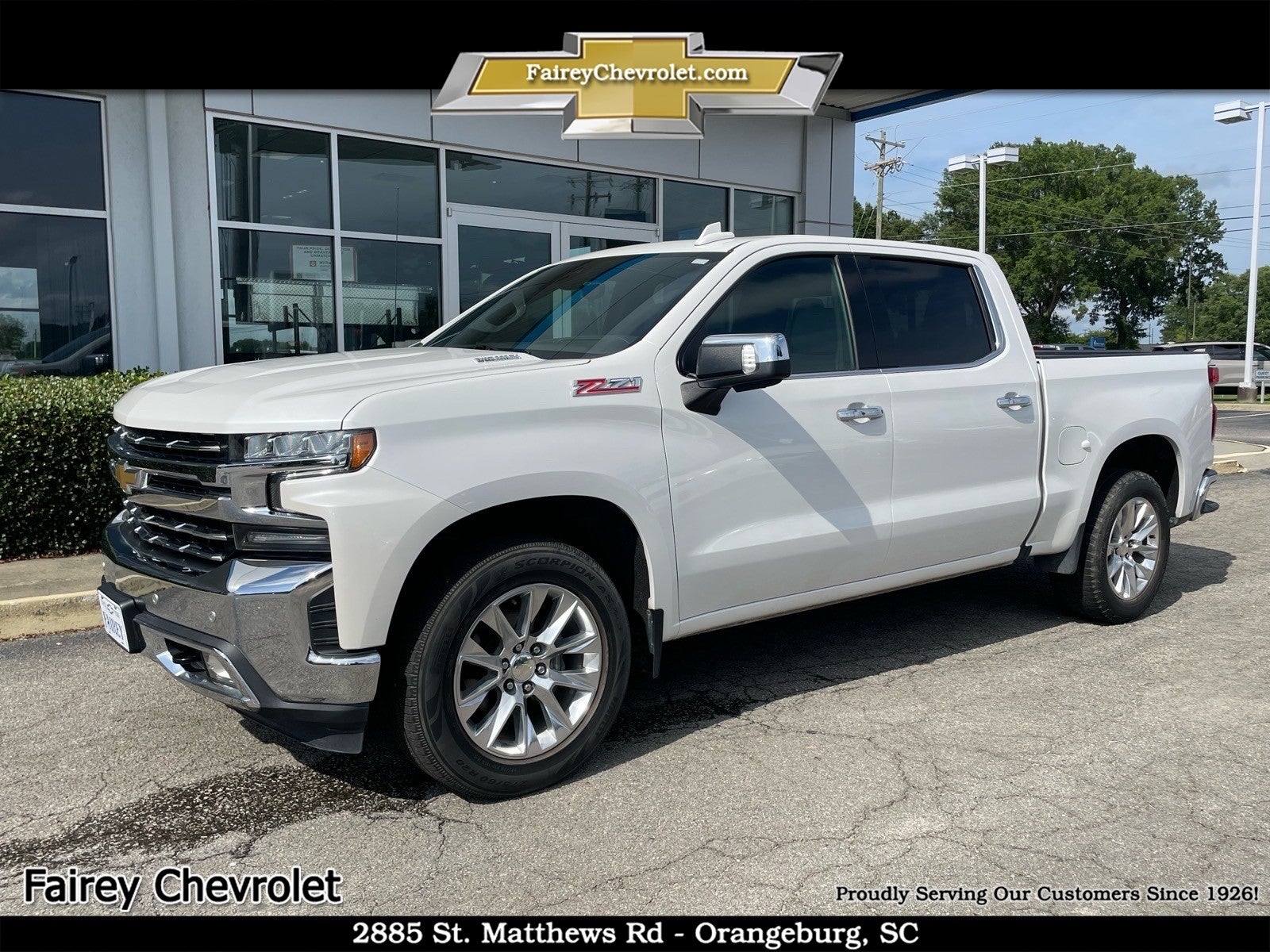 2021 Chevrolet Silverado 1500 LTZ in Iridescent Pearl Tricoat — front three-quarter view