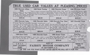 Fairey Chevrolet antique car ad